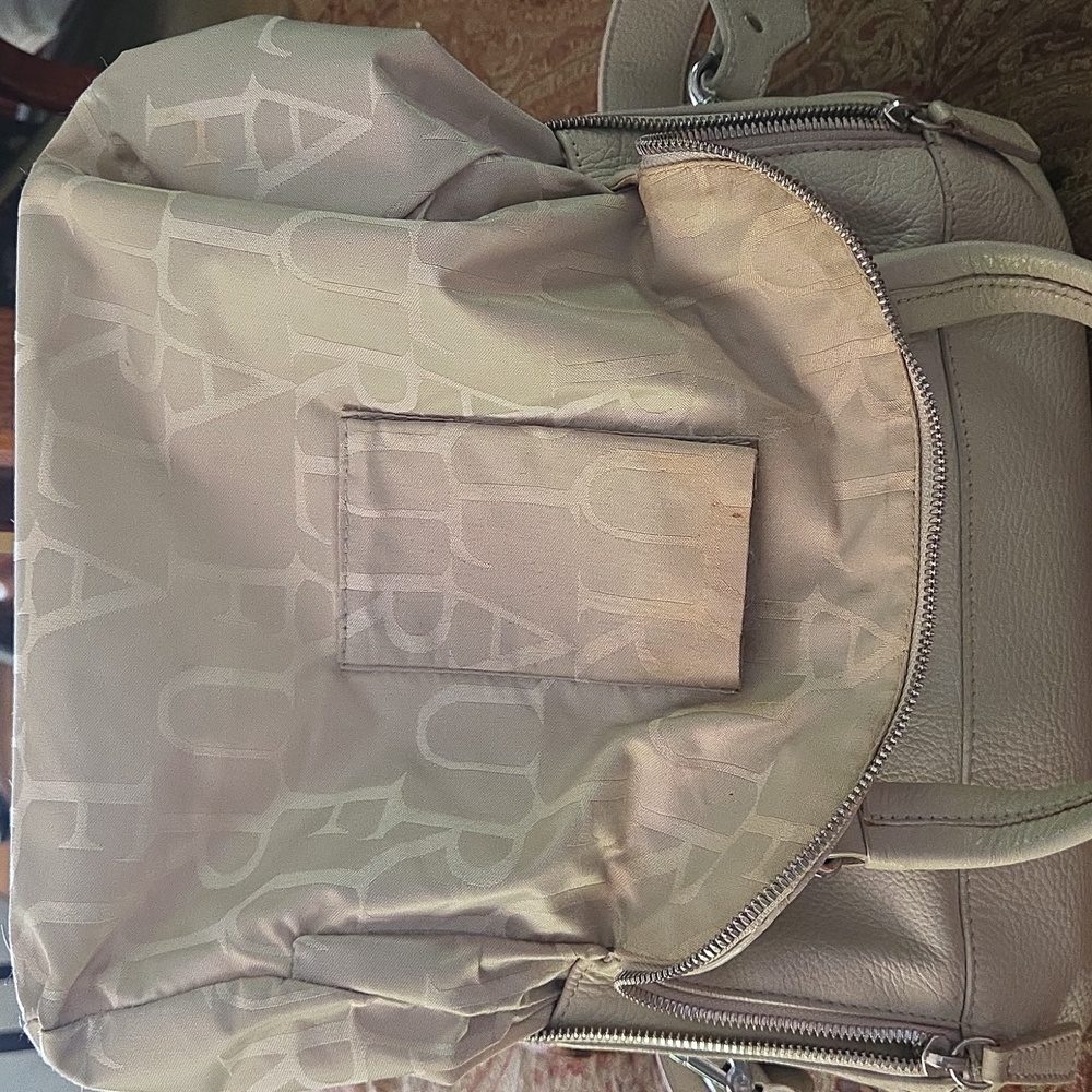 Furla Tan/beige Italian Leather large Shoulderbag Satchel Great Condition. - Picture 5 of 16